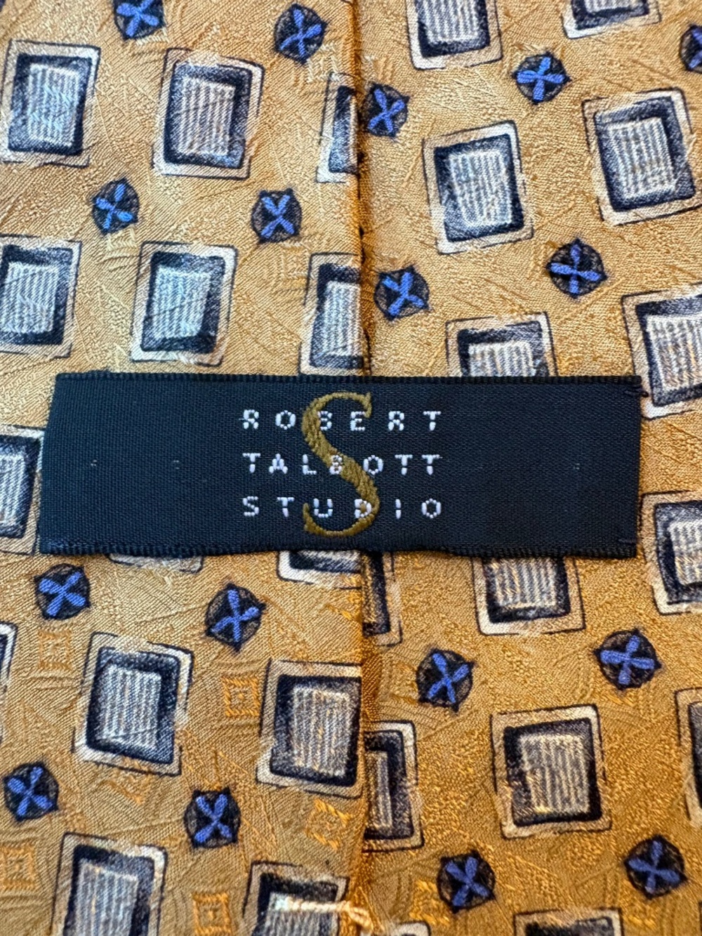 Robert Talbott Studio Gold Geometric Square Silk Men's Necktie